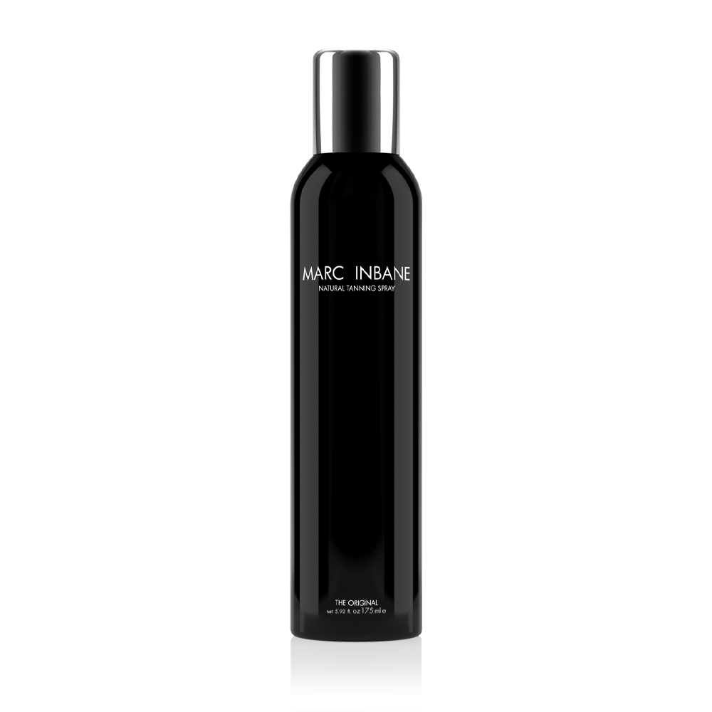 Flacon noir brillant du Spray Bronzeur Marc Inbane, format 175 ml, vue de face