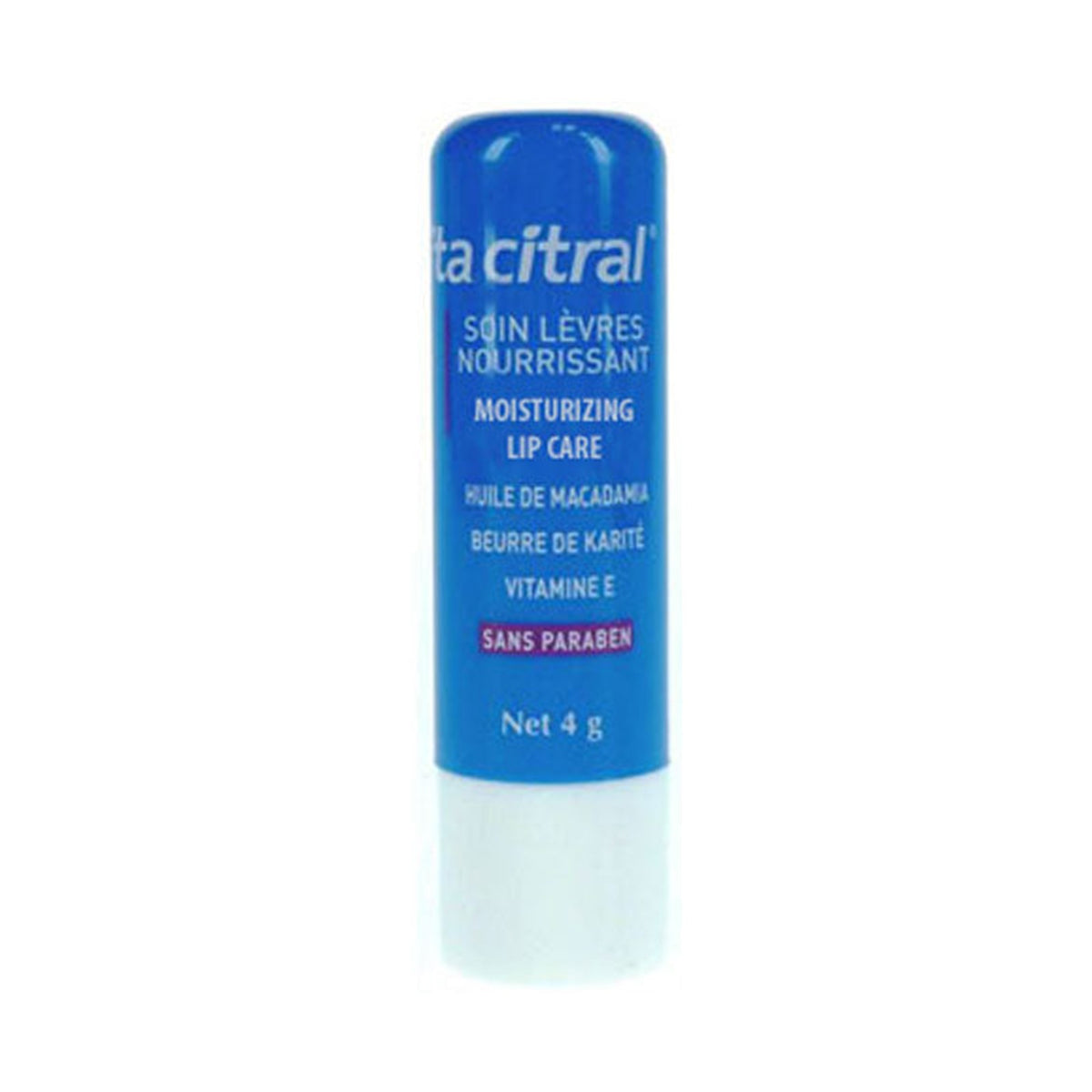 Stick Lèvres Nourrissant Vita Citral 4 g, tube bleu au beurre de karité et huile de macadamia